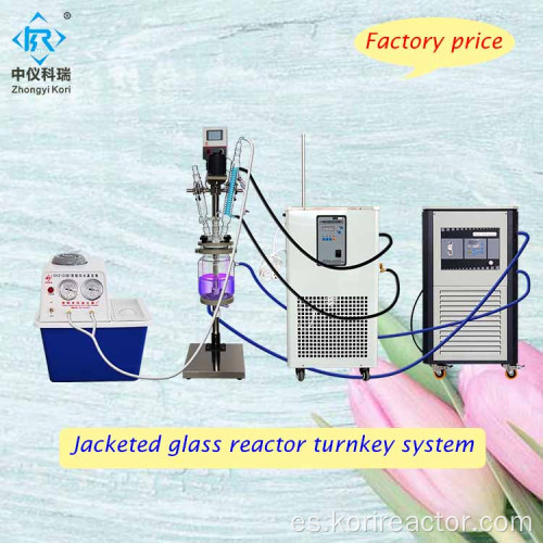 Reactor de vidrio pequeño de recipiente de reacción con camisa de laboratorio de fábrica